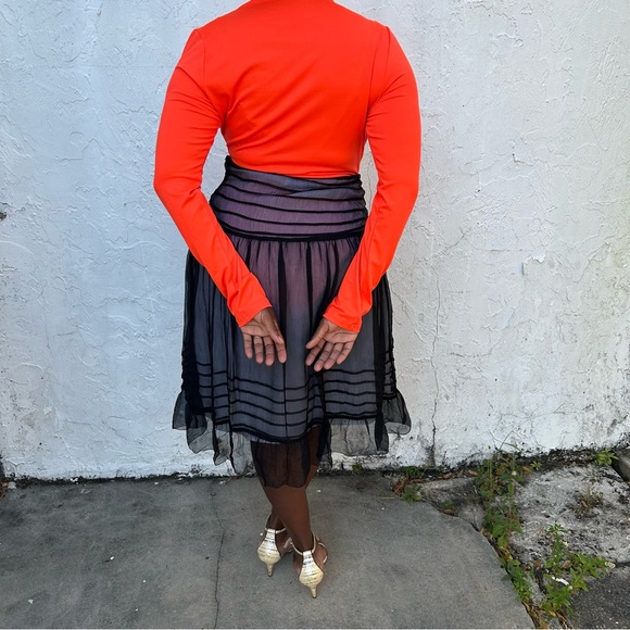 Sophia Michelle Black Sheer Double Layer White Lining A Line Full Skirt! - Picture 3 of 7